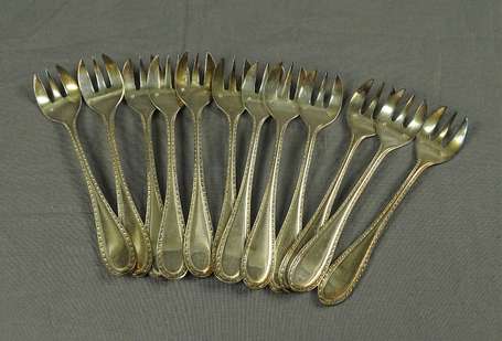 ARGENTAL - 12 fourchettes à huitres en métal 