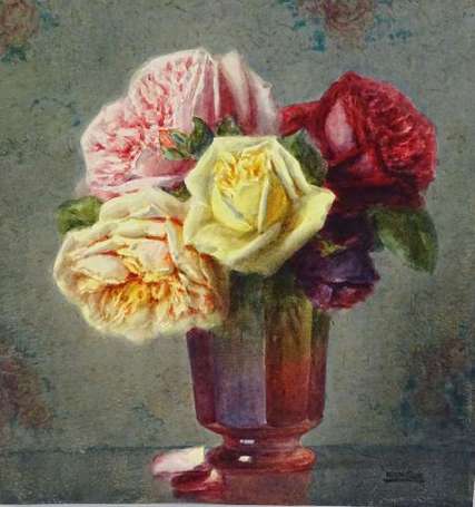 ROSENSTOCK Isidore (1880-1956). Roses dans un vase