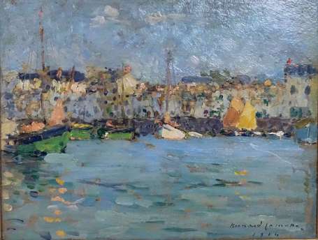 LAMOTTE Bernard (1903-1983) - Le port. Huile sur 