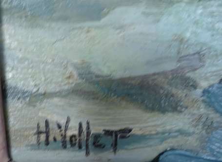 VOLLET Henri (1861-1945) - Rochers en mer. Huile 