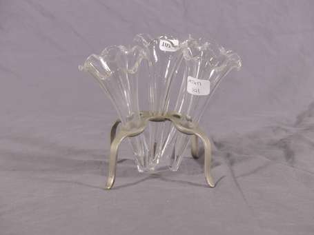 Pique-fleurs à cinq tulipes de verre à col 