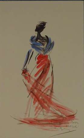 NASRI Georges (1948-) - Elegante. Aquarelle, 