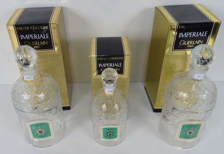 GUERLAIN - 3 grands flacons vides d'Eau de Cologne