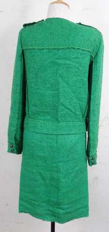 Tailleur en coton couleur vert gazon (effiloché) T