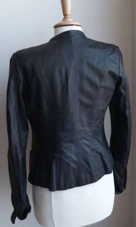 SALVATORE FERRAGAMO - Veste en cuir noir T.42