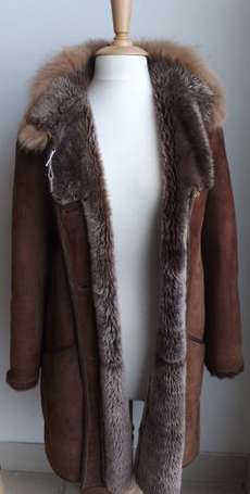 RAMOSPORT - Veste longue en simili cuir marron 