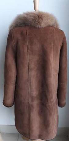 RAMOSPORT - Veste longue en simili cuir marron 