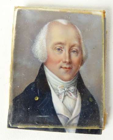 Miniature, portrait de gentilhomme. Dim : 5,2 cm x