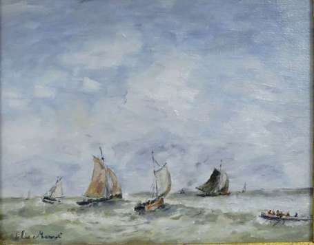 MURNOT Félix (1924-) Marine. Huile sur carton, 