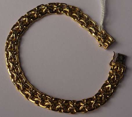 Bracelet maille plate en or jaune 18K (750°/00), 