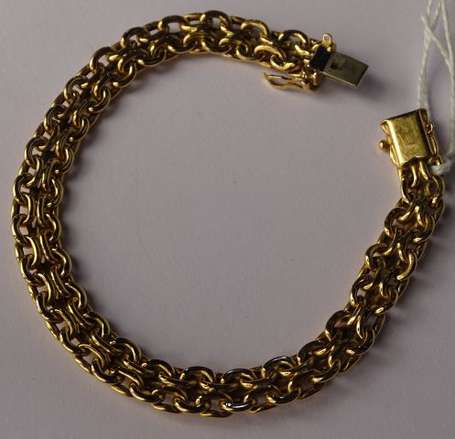 Bracelet maille plate en or jaune 18K (750°/00), 