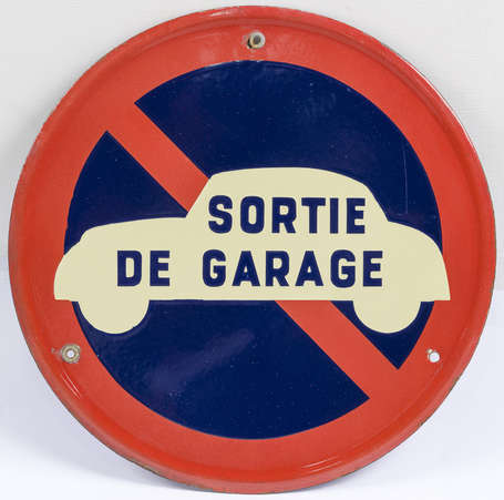 SORTIE DE GARAGE : Plaque émaillée de forme 