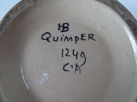 HB QUIMPER - Vase balustre en faïence polychrome à
