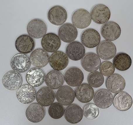 Lot de 28 pièces Argent XIX ème 