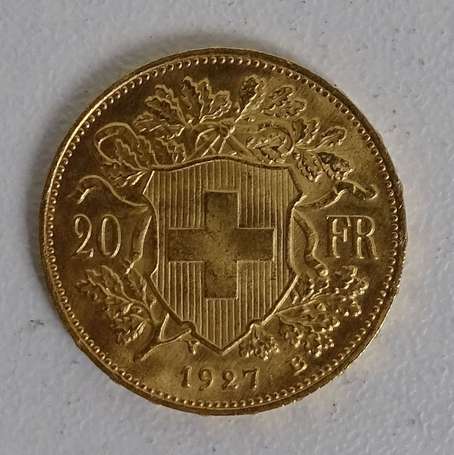 1 pièce de 20 Francs or Suisse 1927. Etat d'usage