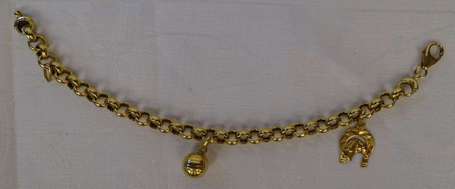 Bracelet en or jaune 18K (750°/00), la maille 