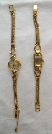 Deux montres bracelet de dame en or jaune 18K 