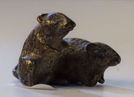 Deux rats. Sujet dit Bronze de Vienne. Début Xxè- 