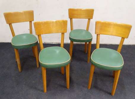 BAUMANN - Suite de quatre chaises bistrot en hêtre
