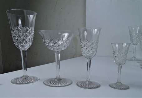 BACCARAT - Partie de service de verres en cristal 
