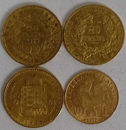 3 pièces de 20 Francs or dont 1 Autrichienne + 1 