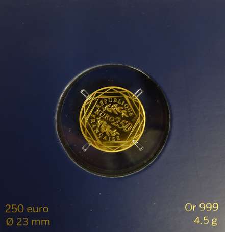 Le Coq Gaulois pièce de 250€ en or. Qualité BU 