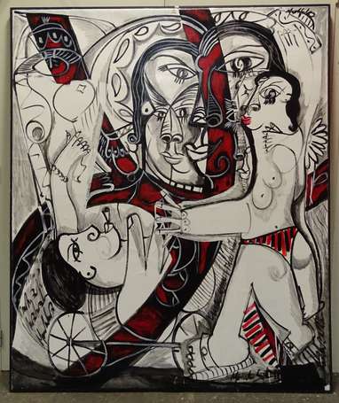 MENELAW Sete (1964) - Femmes abstraites. Acrylique