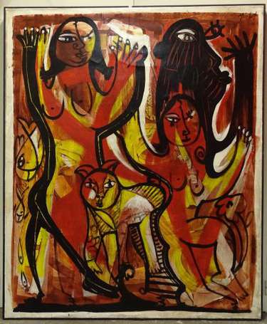 MENELAW Sete (1964) - Scène de sabbat. Acrylique 