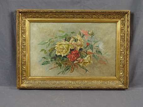 LE TEXIER A. XIXé-Xxé. Bouquet. Huile sur toile 