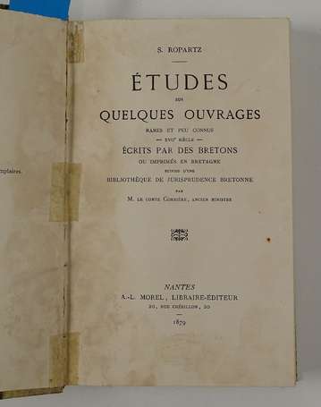 ROPARTZ (S.) - Etudes sur quelques ouvrages rares 