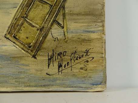 HIRO XXe - Honfleur. Huile sur toile, signée en 