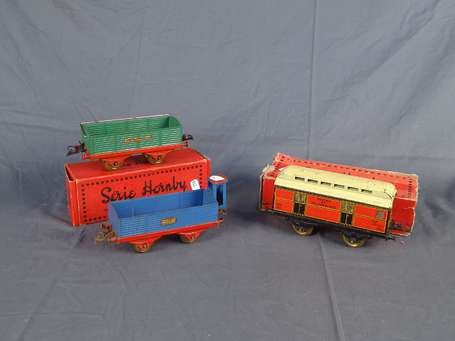 Hornby O - Lot de 3 wagons , état d'usage dans 