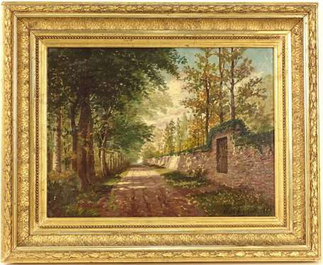 VERGRIETE Victor XIXe - Chemin forestier. Huile 