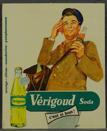 VERIGOUD Soda : Panonceau illustré d'un Facteur se