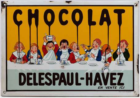 CHOCOLAT DELESPAUL-HAVEZ : Plaque émaillée plate à