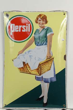 PERSIL : Plaque émaillée bombée, petite patine 