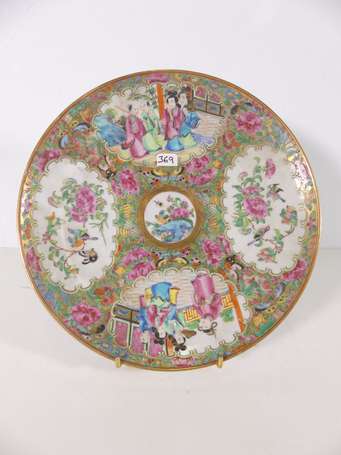 CANTON - Assiette en porcelaine à décor 