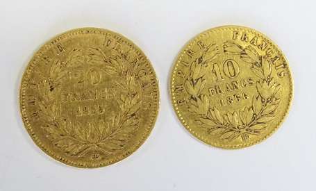 1 pièce 20 francs or Napoléon III tête nue 1855 