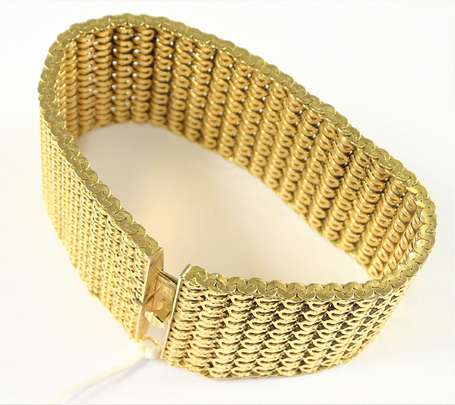 Bracelet ruban en or jaune 18K (750°/00), fermoir 