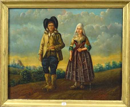 CAMET-MARCHET (début XIXe) - Couple de paysans 