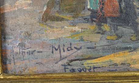 MIDY Arthur (1887-1944) - Marché à Faouët. Huile 