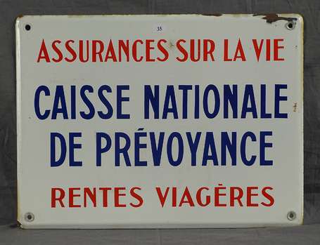 CAISSE NATIONALE DE PREVOYANCE : Plaque émaillée 
