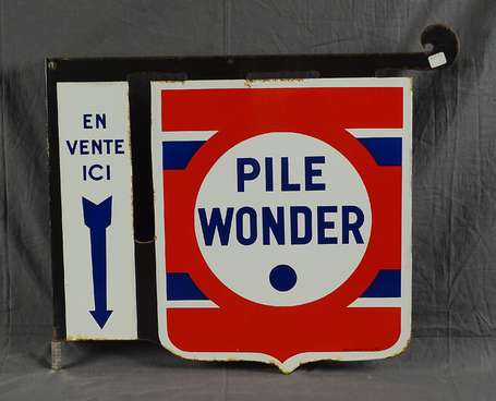 PILE WONDER : Plaque émaillée en découpe,  