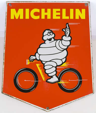 MICHELIN : Plaque émaillée illustrée du Bibendum 