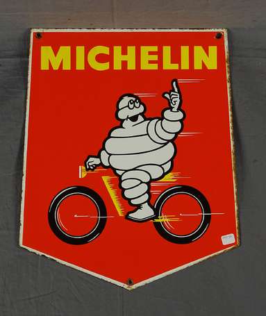 MICHELIN : Plaque émaillée illustrée du Bibendum 