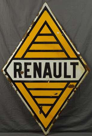 RENAULT : Plaque émaillée double-face de forme 