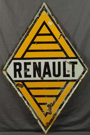 RENAULT : Plaque émaillée double-face de forme 