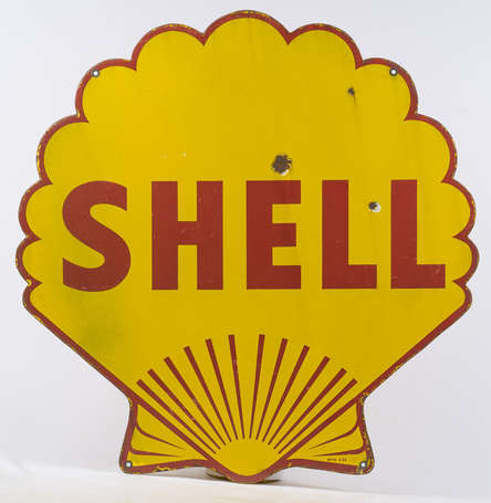 SHELL : Plaque émaillée en découpe. 