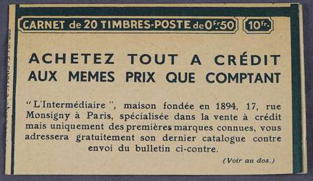 1 Carnet Type Paix N°283-C11 série 268 légères 