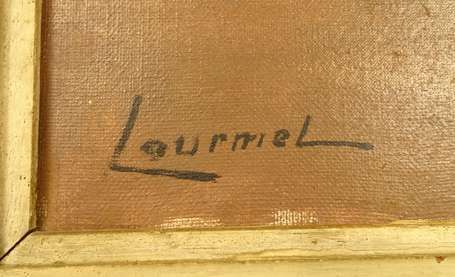 LOURMEL XXe - Bouquet d'anémones. Huile sur toile,